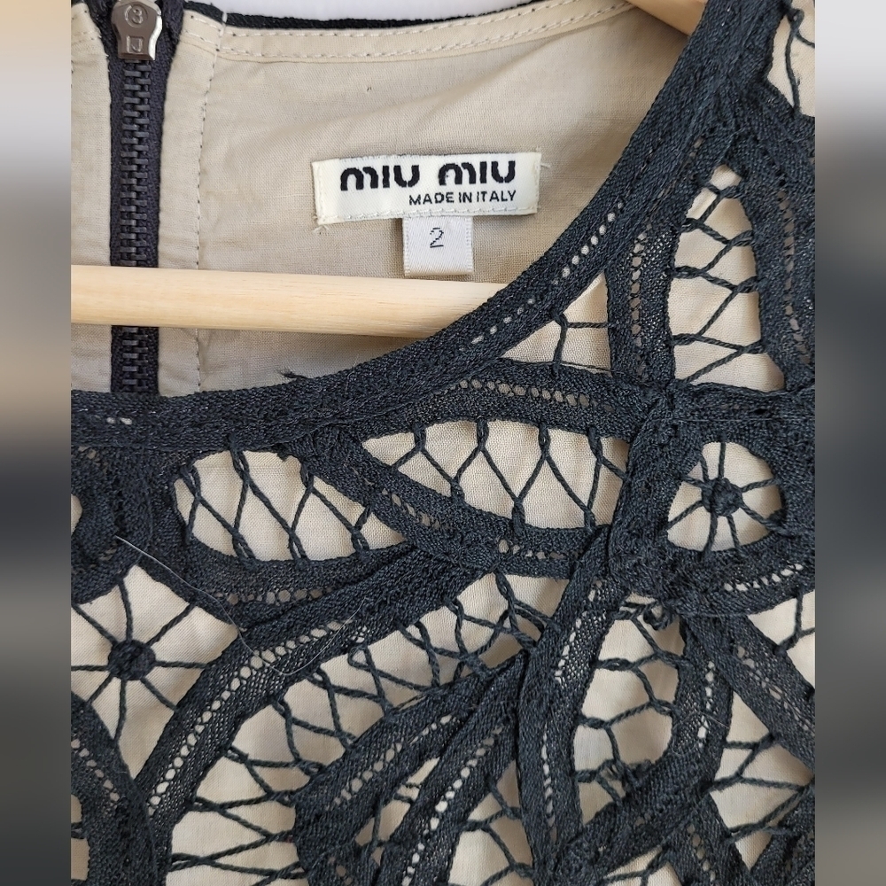 Miu Miu black crochet lace Formal dress, 100% cotton, size 2, Made In Italy - Picture 8 of 10